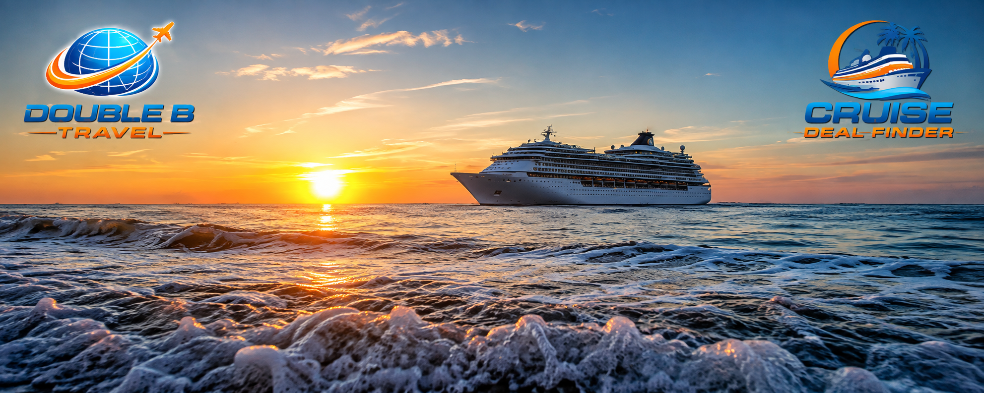 Double B Travel and Cruise Deal Finder — sunset cruise ship at sea