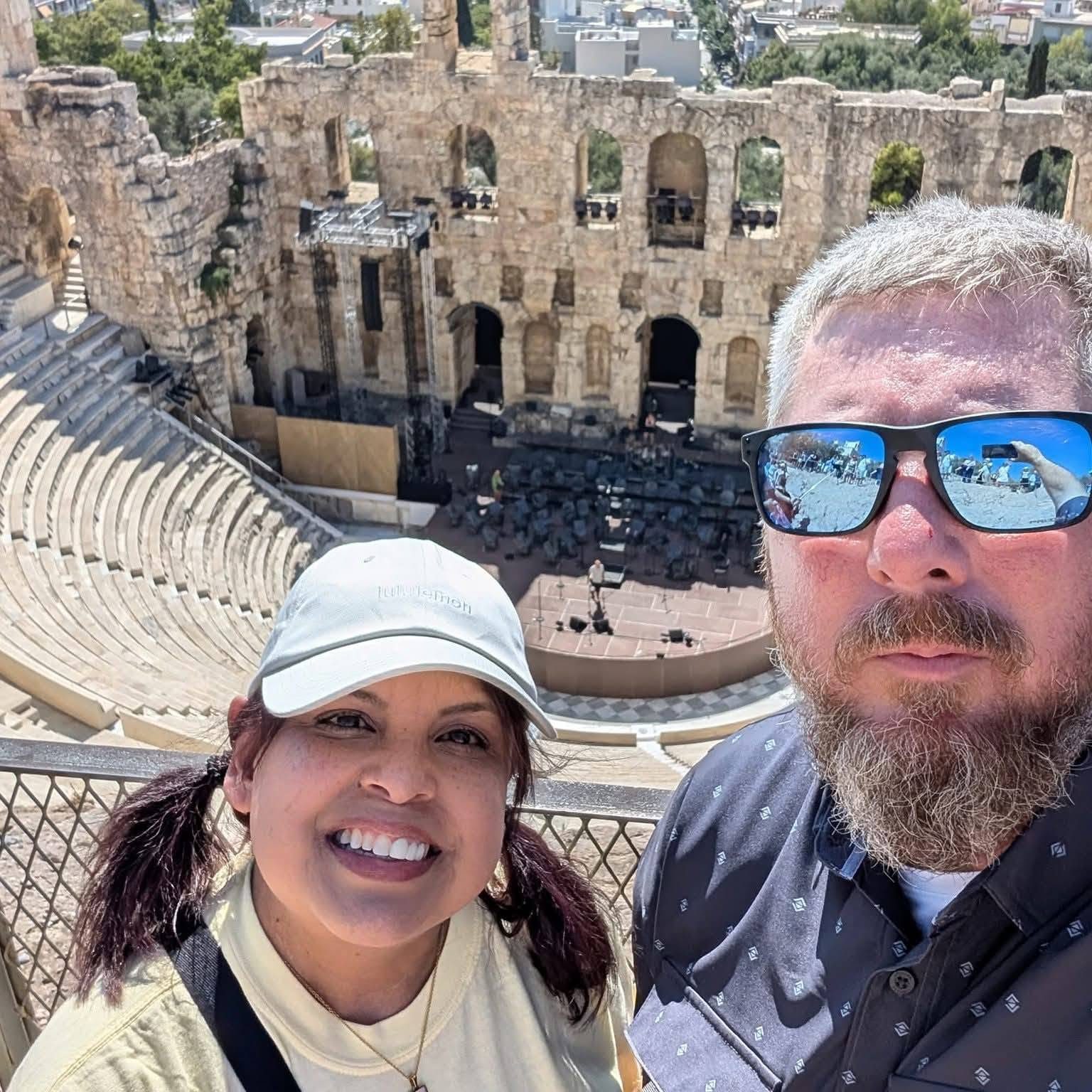 Larence and Ruthy overlooking the ancient theater in Athens