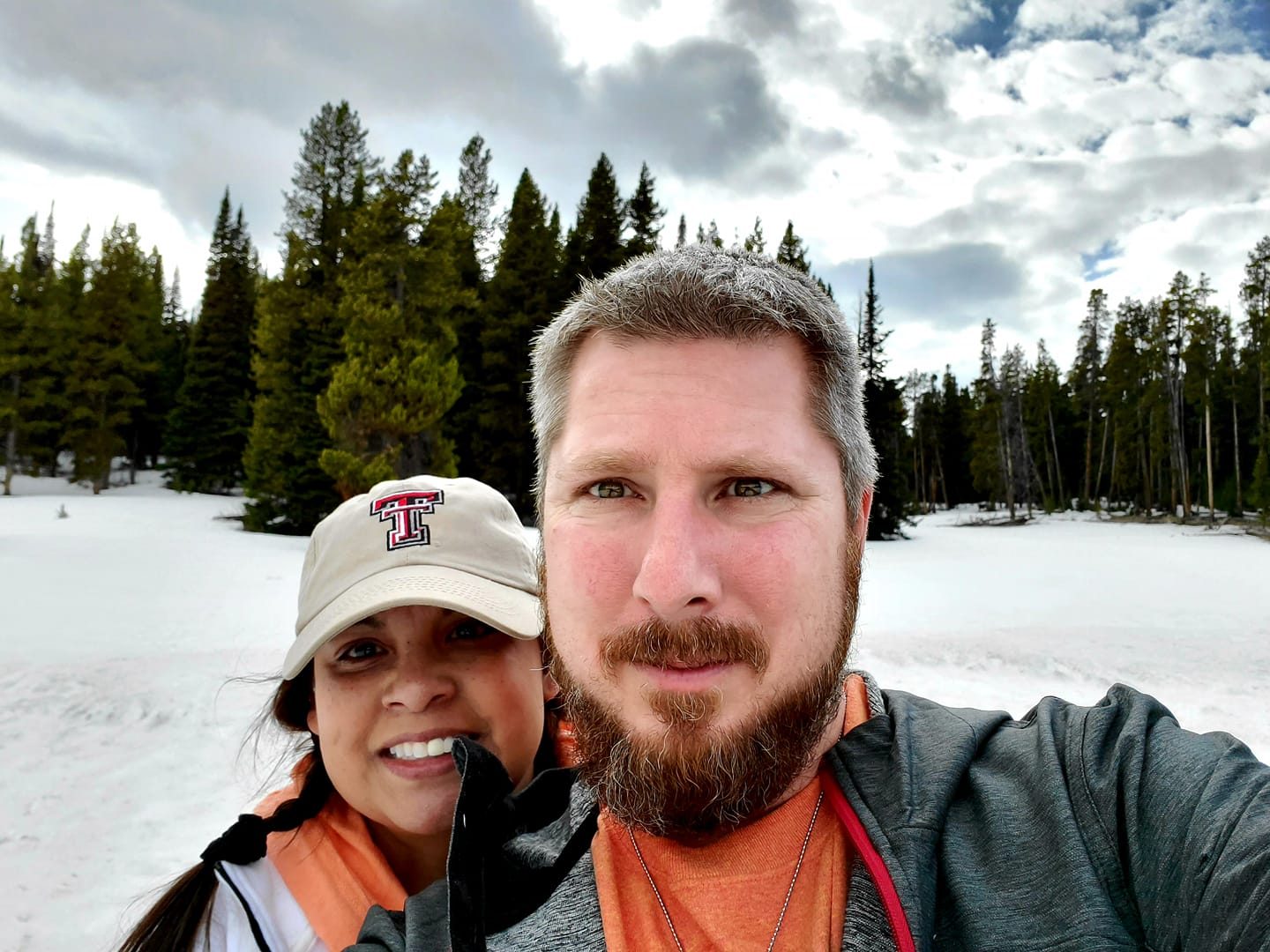 Larence and Ruthy in the snow at Grand Teton National Park