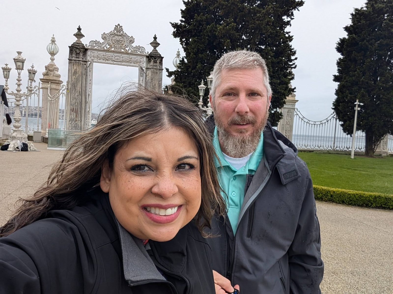 Larence and Ruthy at Dolmabahce Palace gardens in Istanbul
