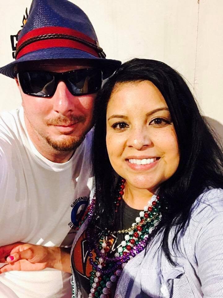 Larence and Ruthy with Mardi Gras beads in New Orleans