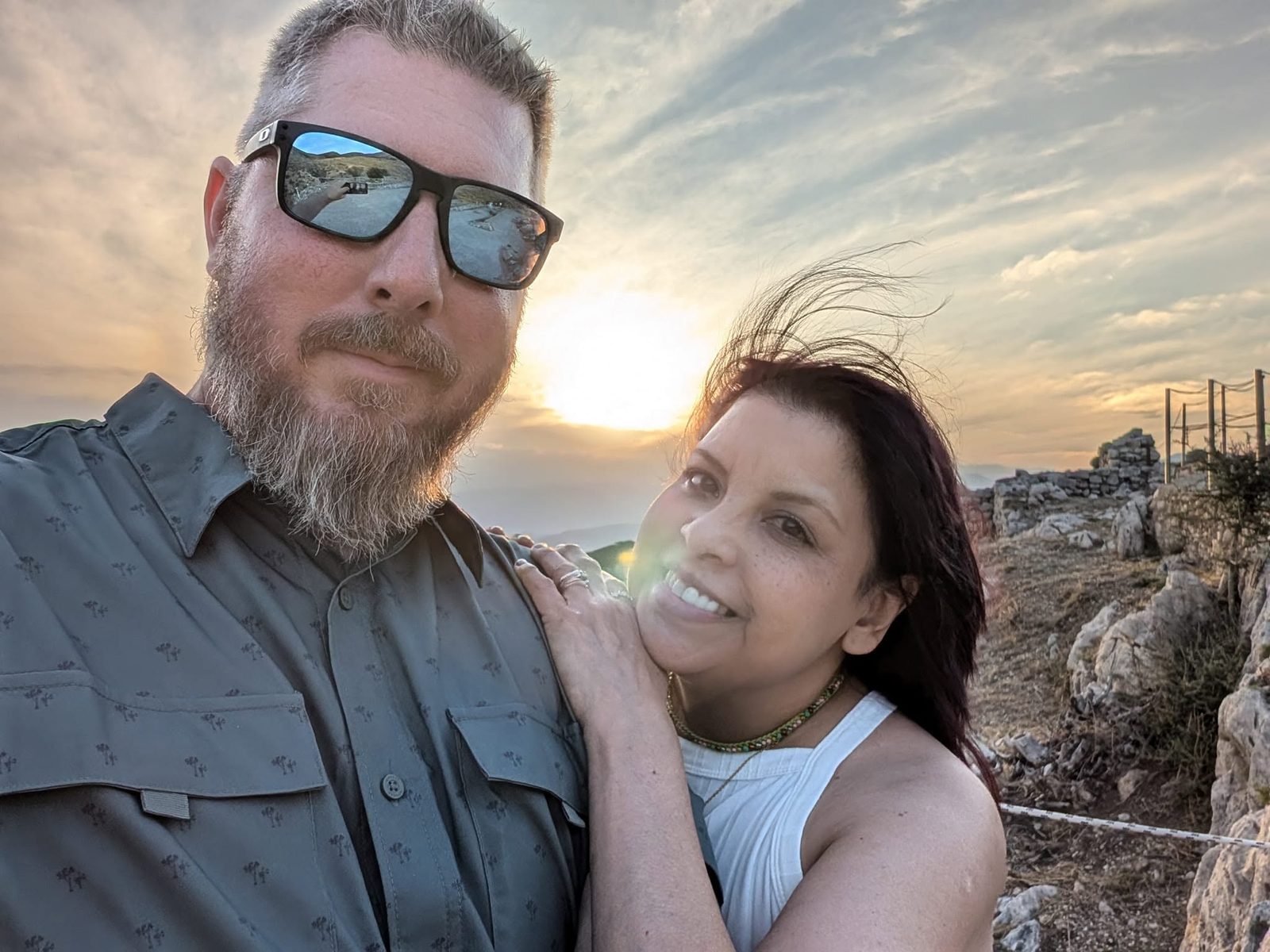 Larence and Ruthy watching the sunset over the Turkish countryside